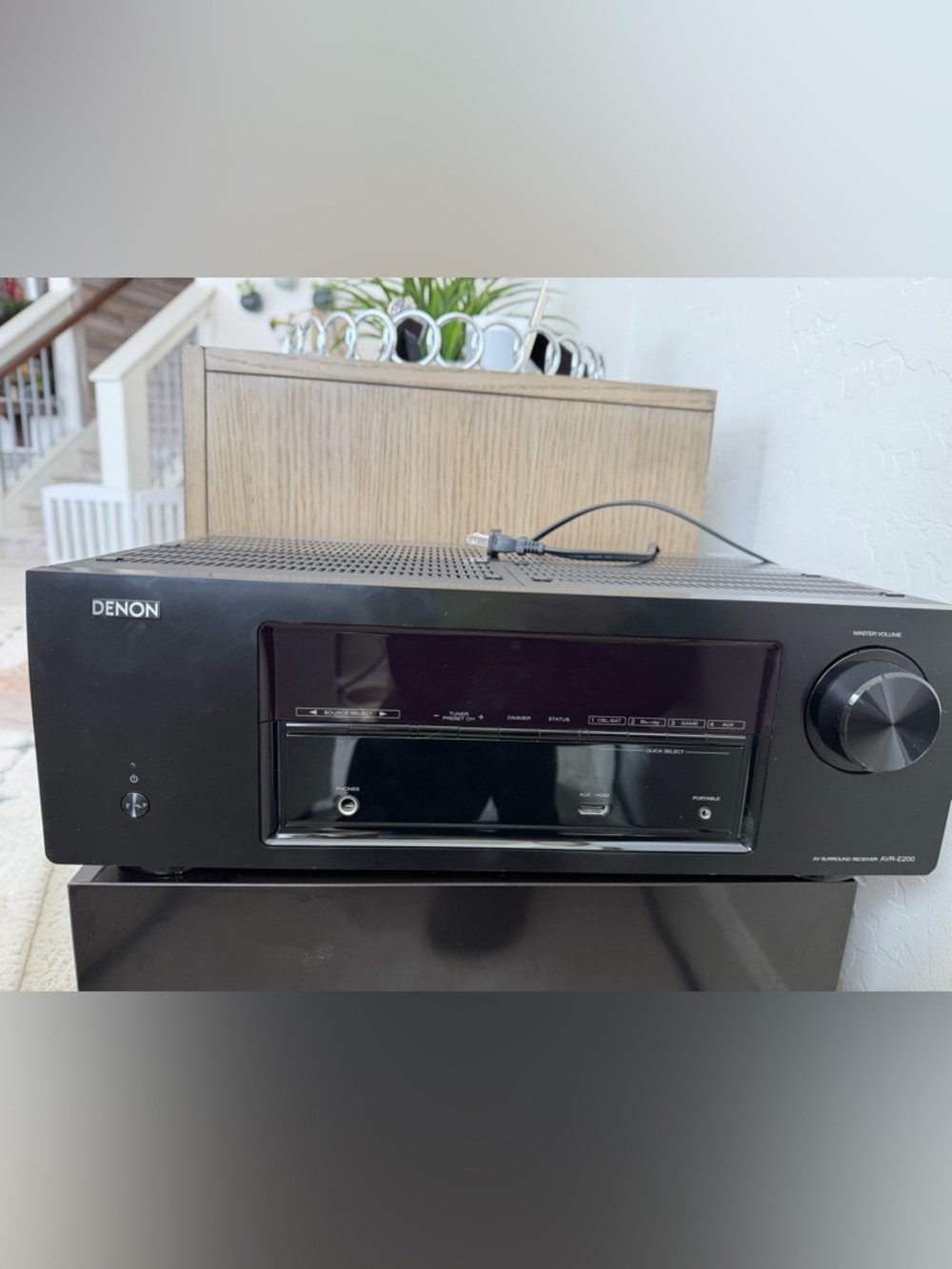 Denon:  Black Portable Audio Receiver with Front AUX/HDMI and Headphone Jack